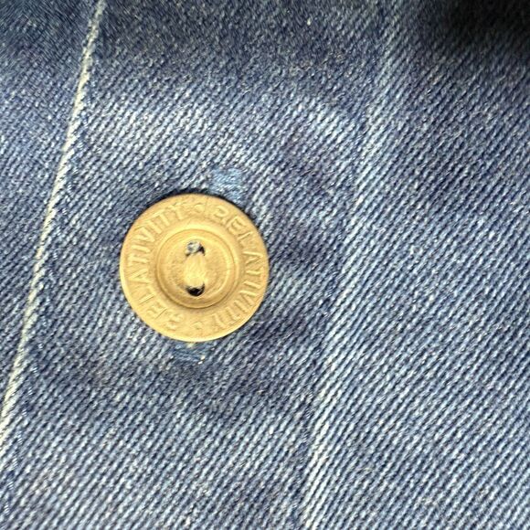 Vtg Relativity Denim Dress Small Midi Button Pockets Vneck Y2K 90s Cottagecore - Picture 9 of 9